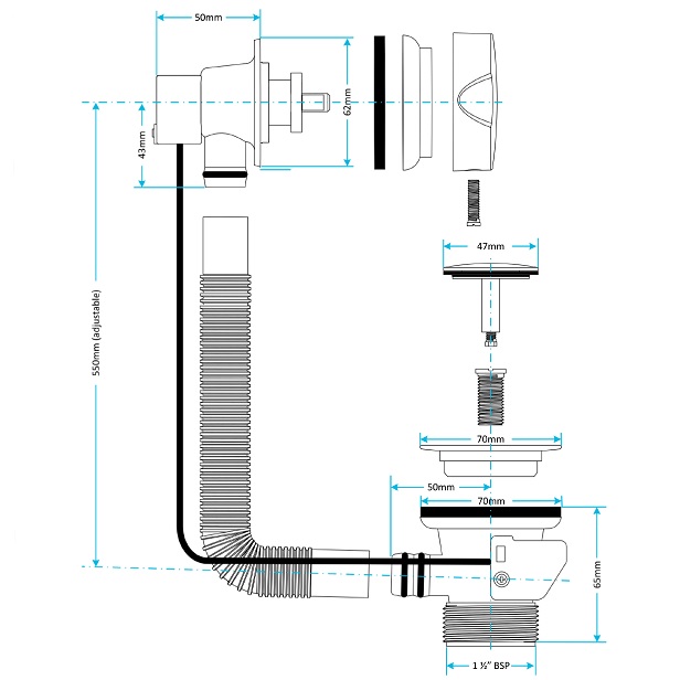 PopUp Combination Bath Waste Plumb Spares Direct